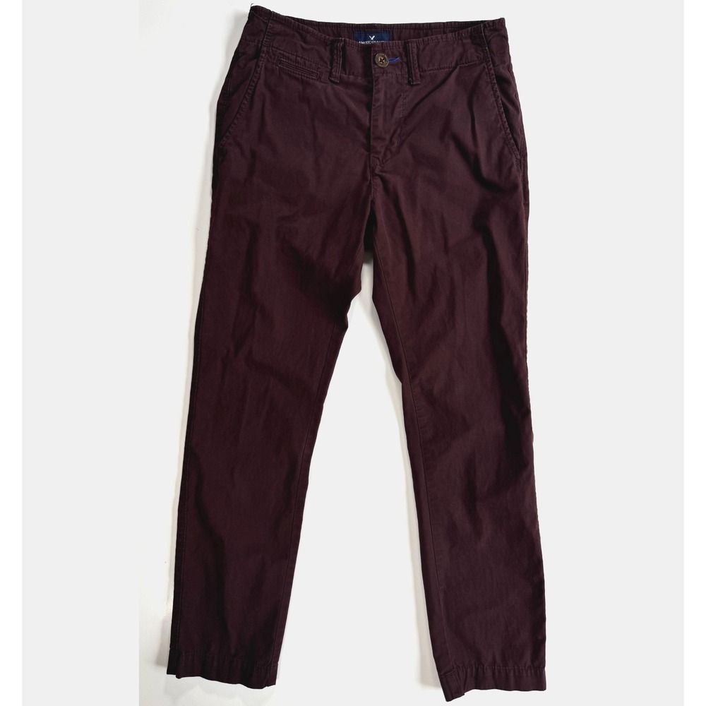 AMERICAN EAGLE Slim Straight Chino Pant Mens 28x30 Maroon Red Cotton